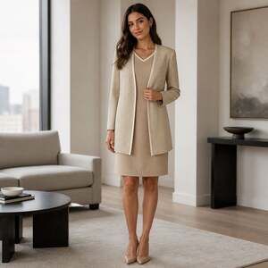 Taurus II Vintage Houndstooth Blazer and Connected Dress Set Petite Size 8P